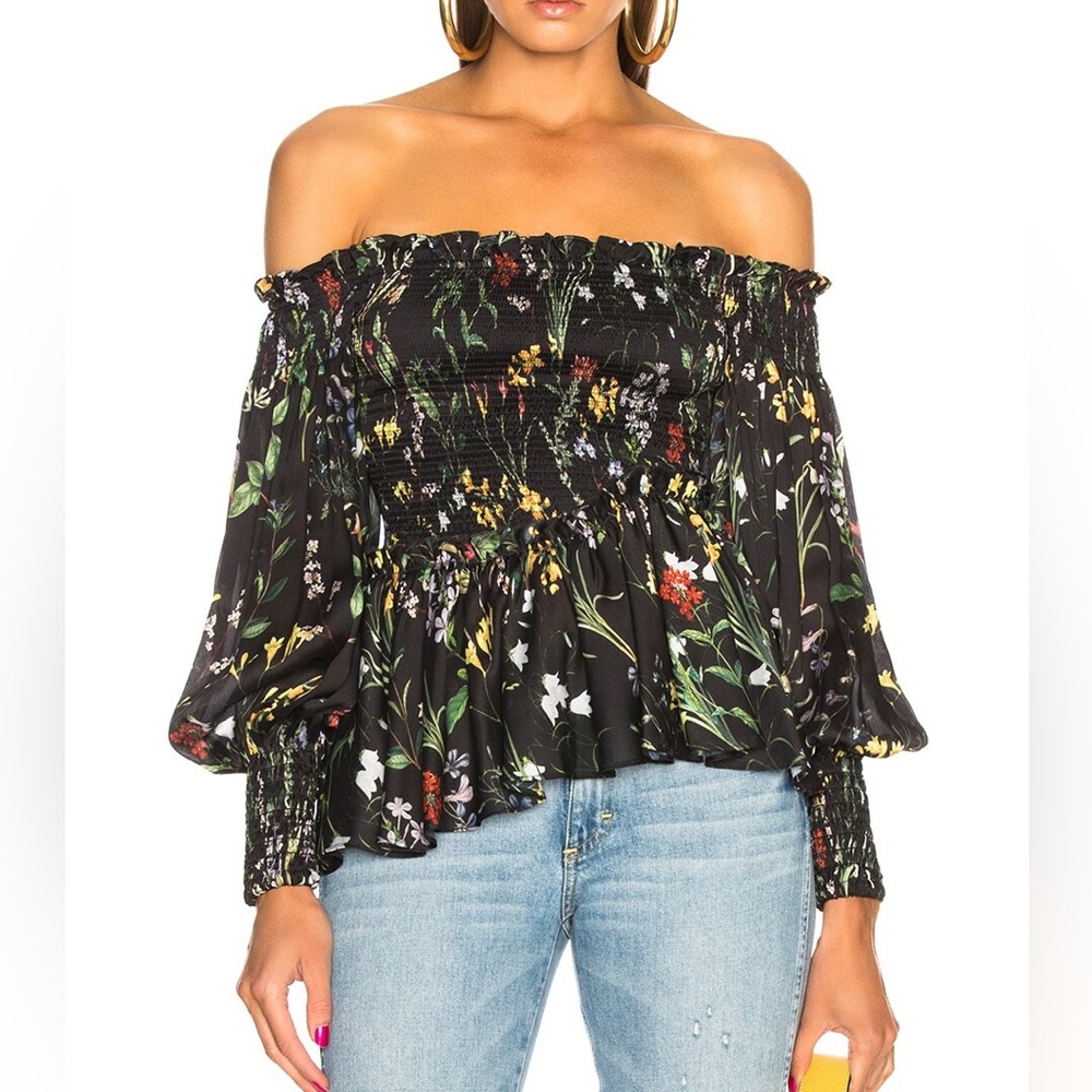 ALEXIS | Elsa Floral Off-Shoulder Black Top